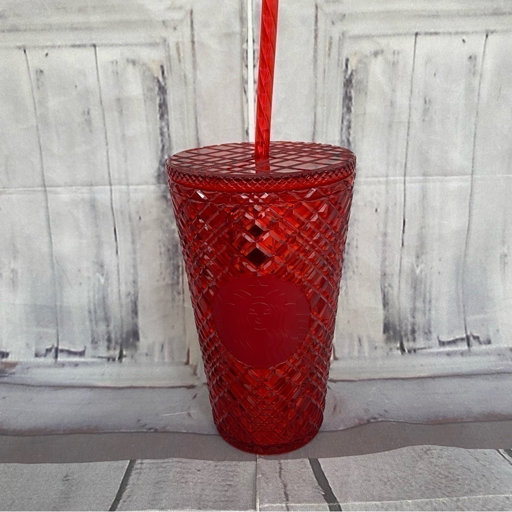 Starbucks 2021 Red Christmas Holiday Jeweled Tumbler 16 oz Grande With Lid Used - Picture 4 of 11